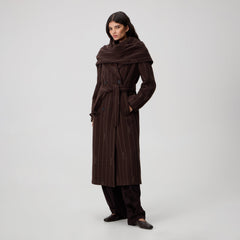 Kith Women Maeva Melton Stripe Scarf Coat - Incognito