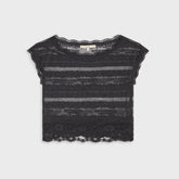 Lisa for Kith Women Cesca Logo Lace Cropped Tee - Black