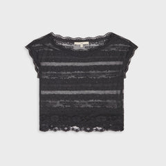 Lisa for Kith Women Cesca Logo Lace Cropped Tee - Black