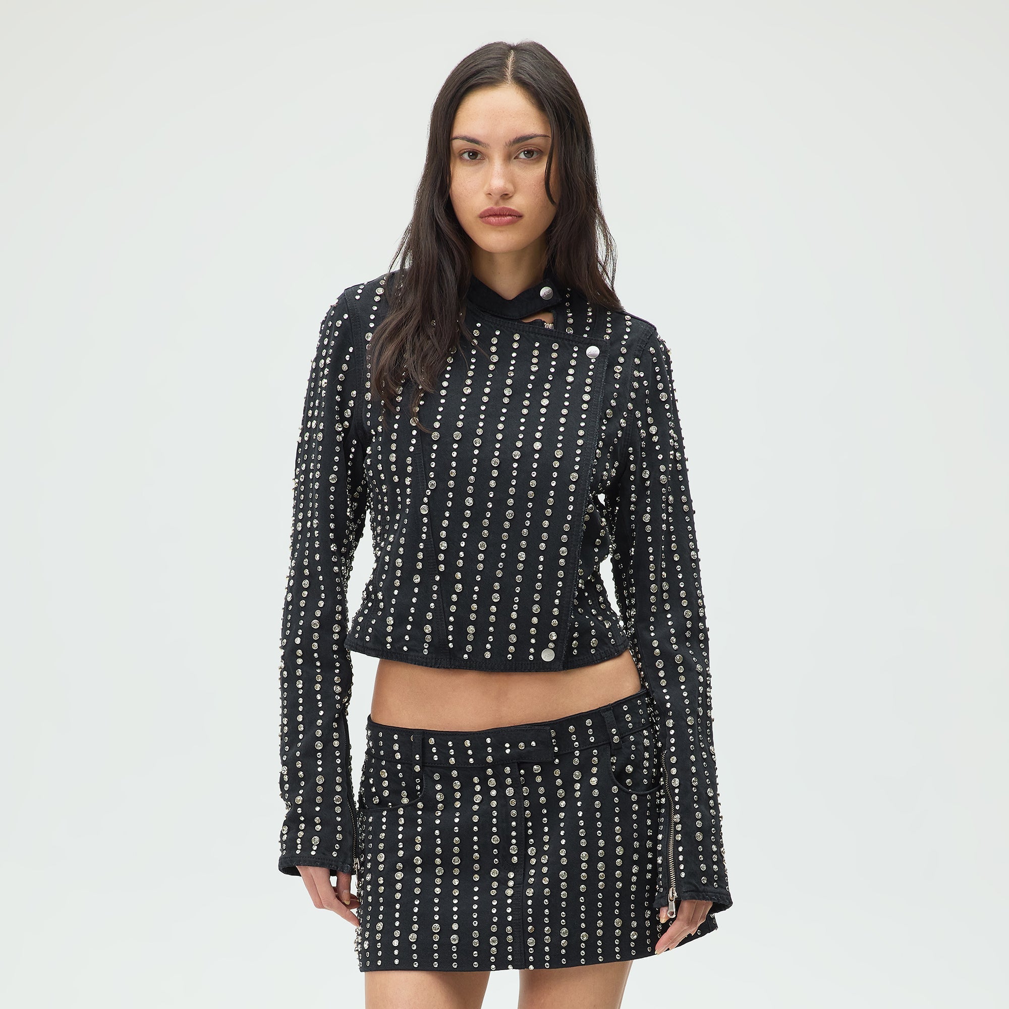 Lisa for Kith Women Deion Studded Denim Jacket - Black