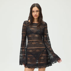 Lisa for Kith Women Odette Logo Lace Mini Dress - Black