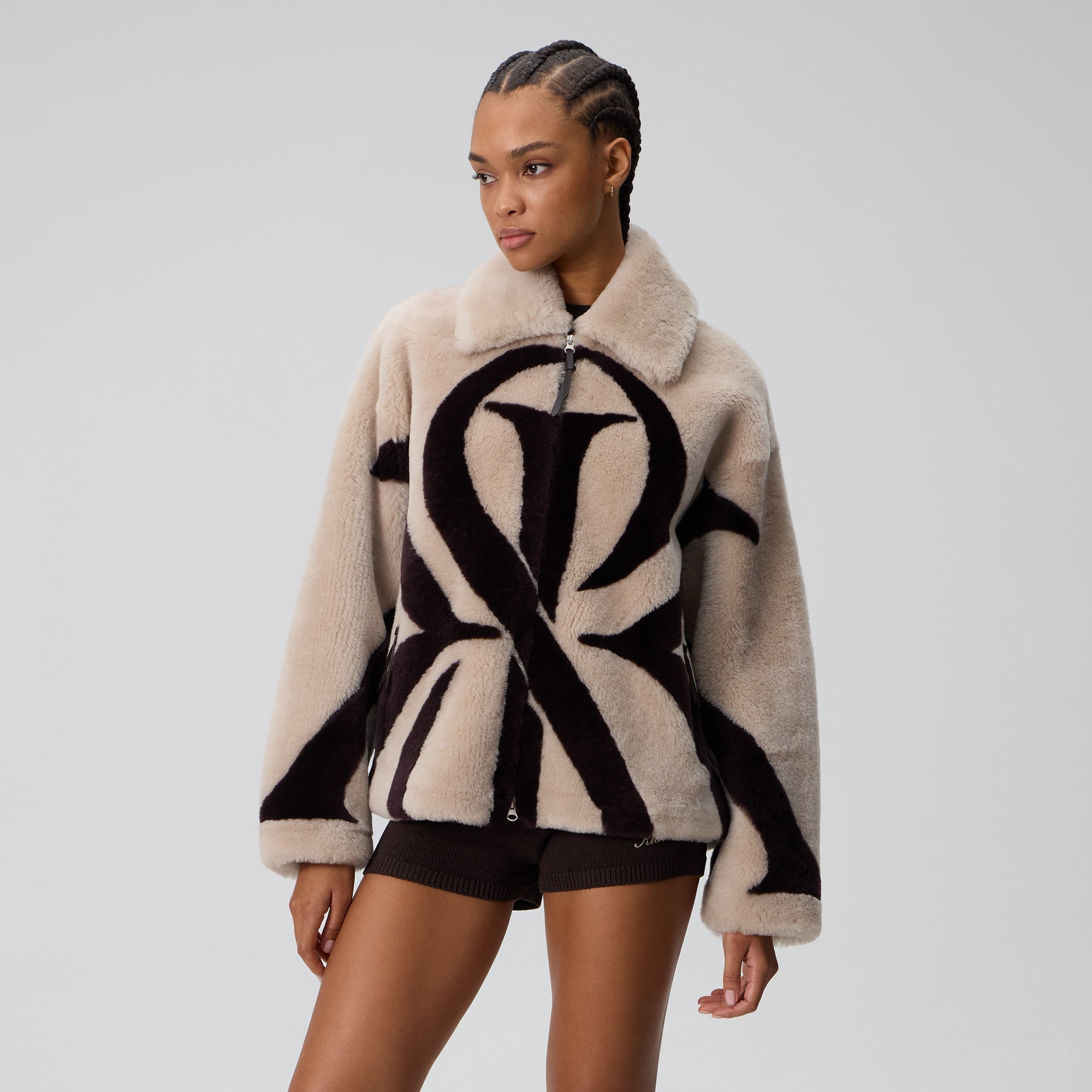 Kith Women Waylon II Shearling Crest Jacket - Waffle
