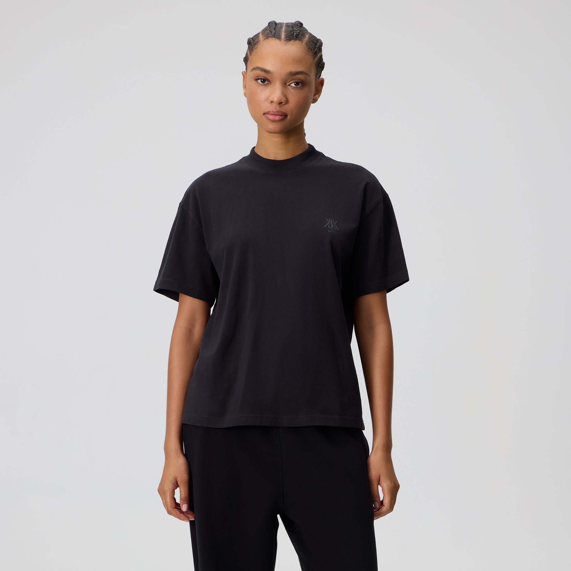 Kith Women Mockneck Vintage Sueded Tee - Black