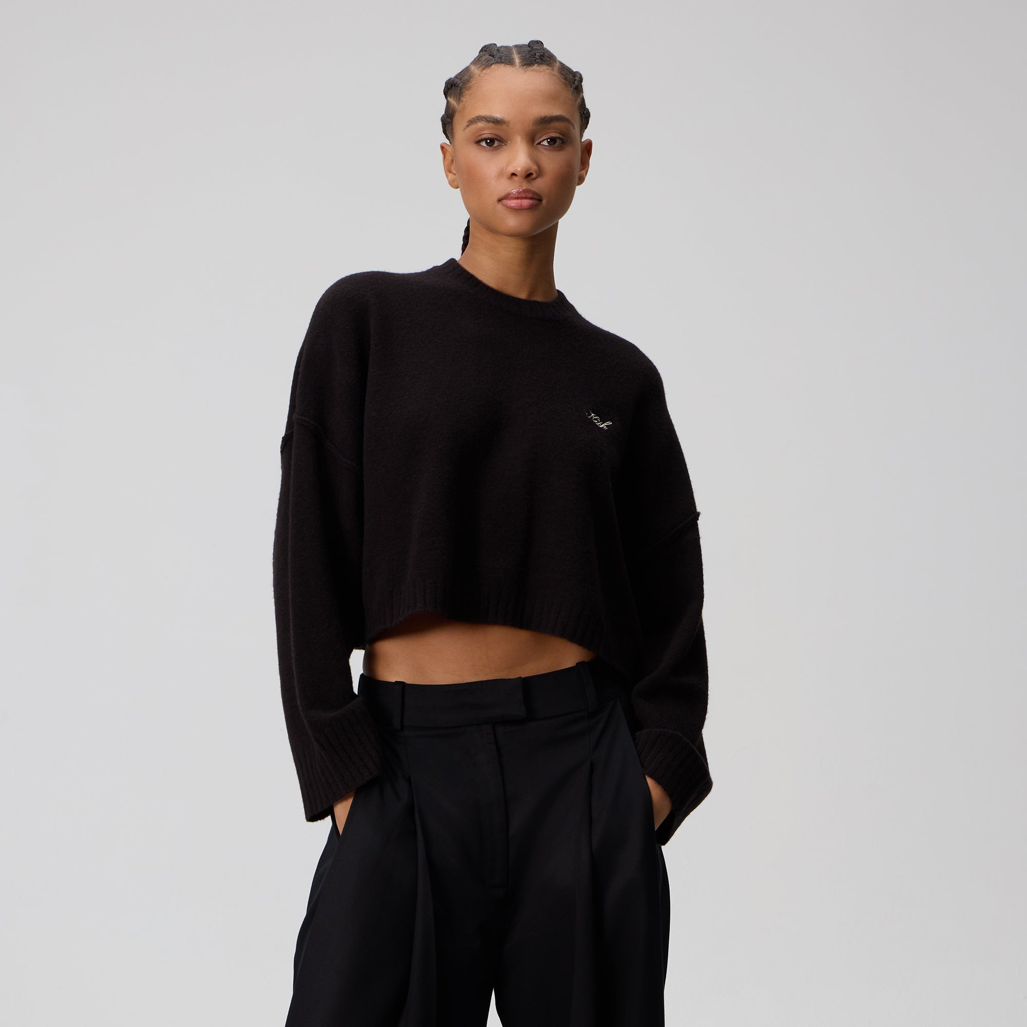 Kith Women Freja Cropped Sweater - Black
