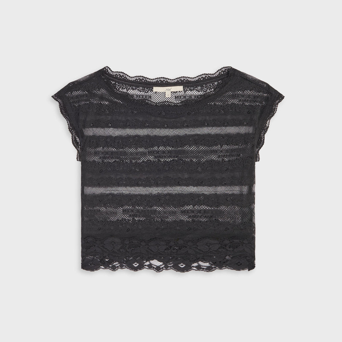 Lisa for Kith Women Cesca Logo Lace Cropped Tee - Black