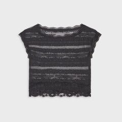 Lisa for Kith Women Cesca Logo Lace Cropped Tee - Black
