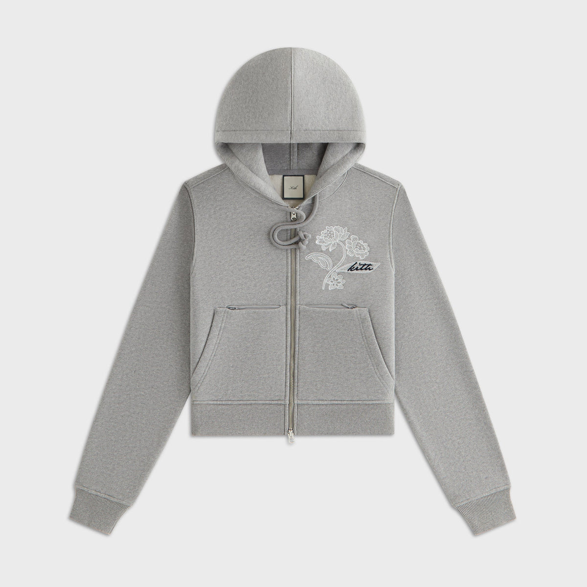 Lisa for Kith Women Tye Embroidered Lace Zip Hoodie - Cool Heather Grey