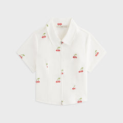 Kith Women Caela Cherry Oxford Zip Shirt - White