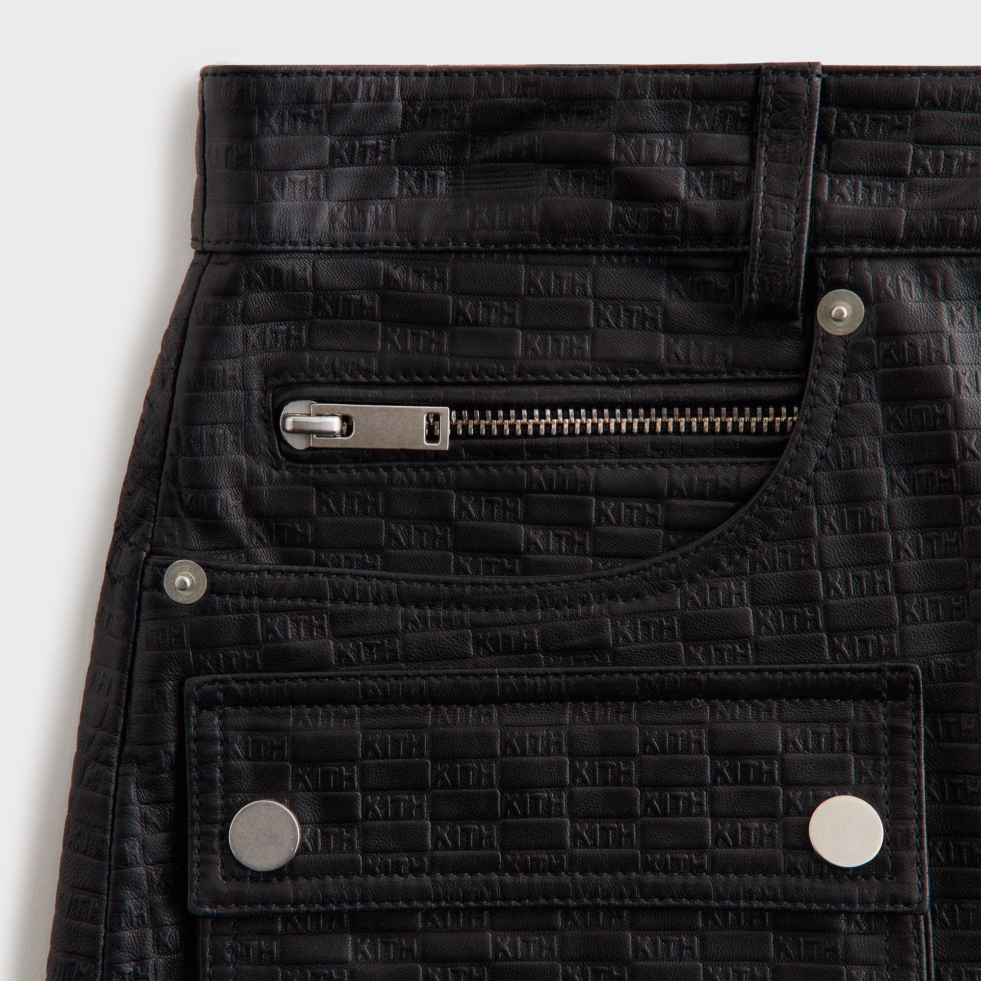 Lisa for Kith Women Nari Monogram Leather Mini Skirt - Black