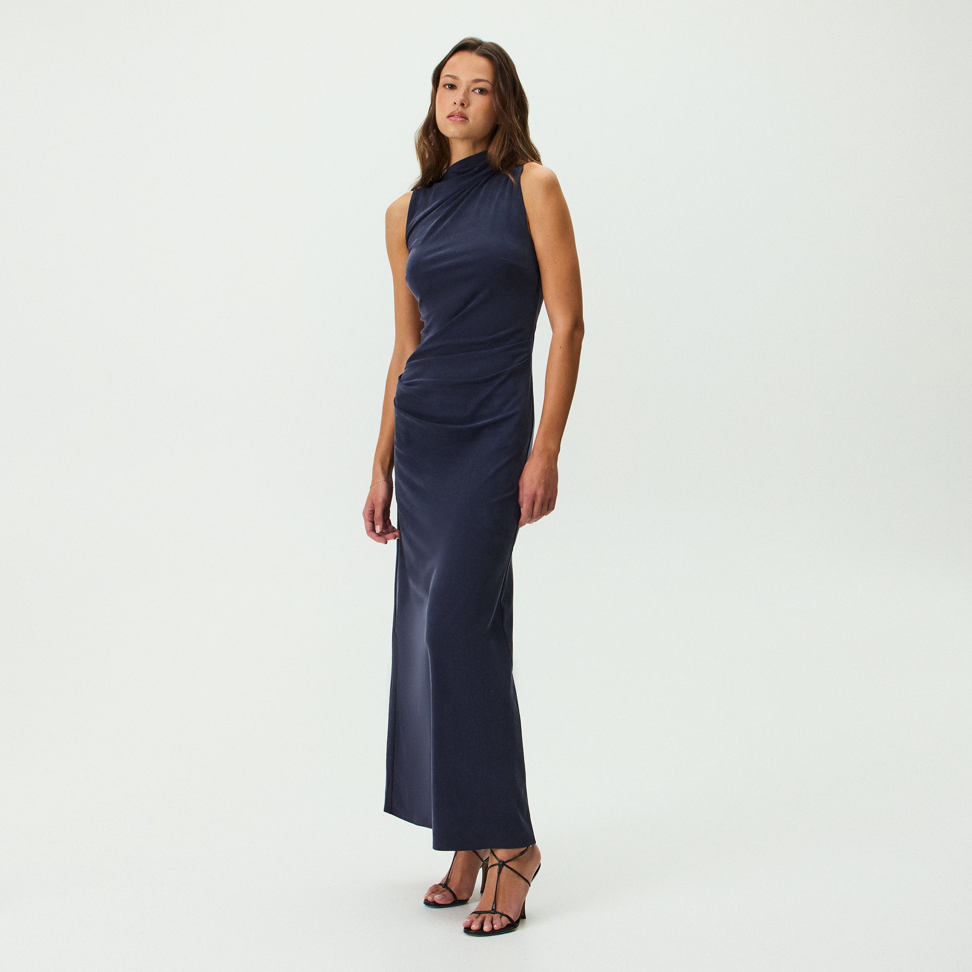 Kith Women Delphi Draped Sueded Gown - Black