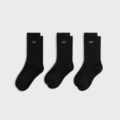 Kith Women Script Classic 3-Pack Crew Socks - Black